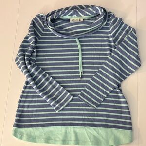d&co Striped Cowl-Neck Sweater in Blue & Mint